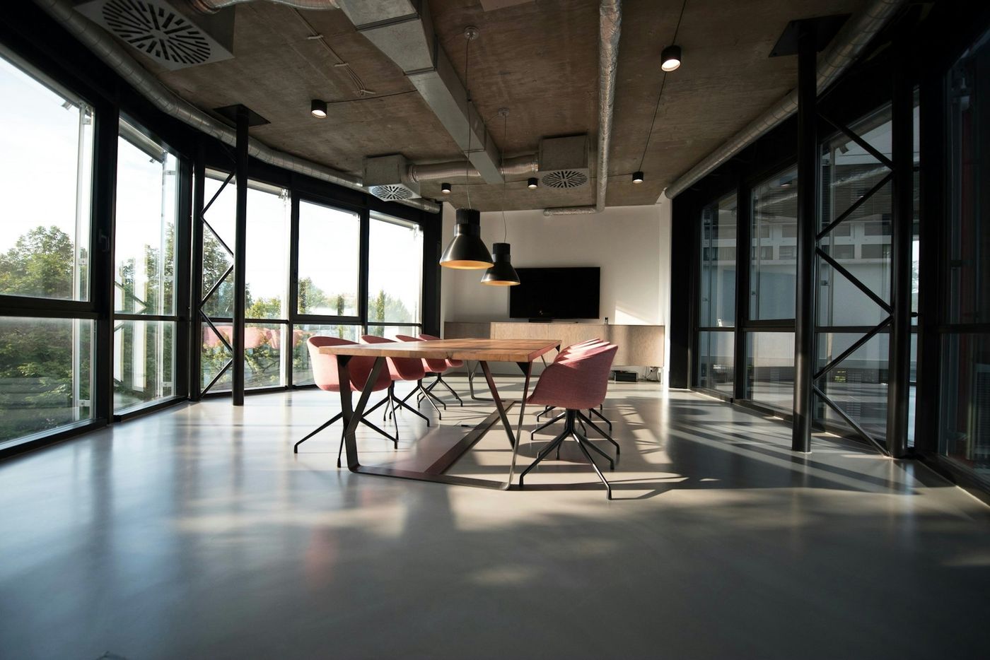 A modern, open commercial office environment
