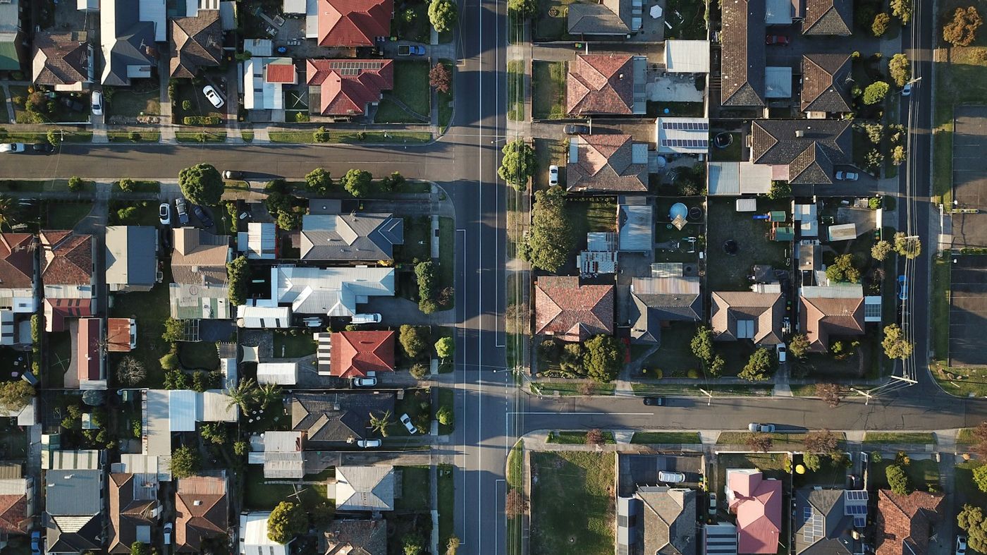 Aerial view of a North Carolina neighborhood